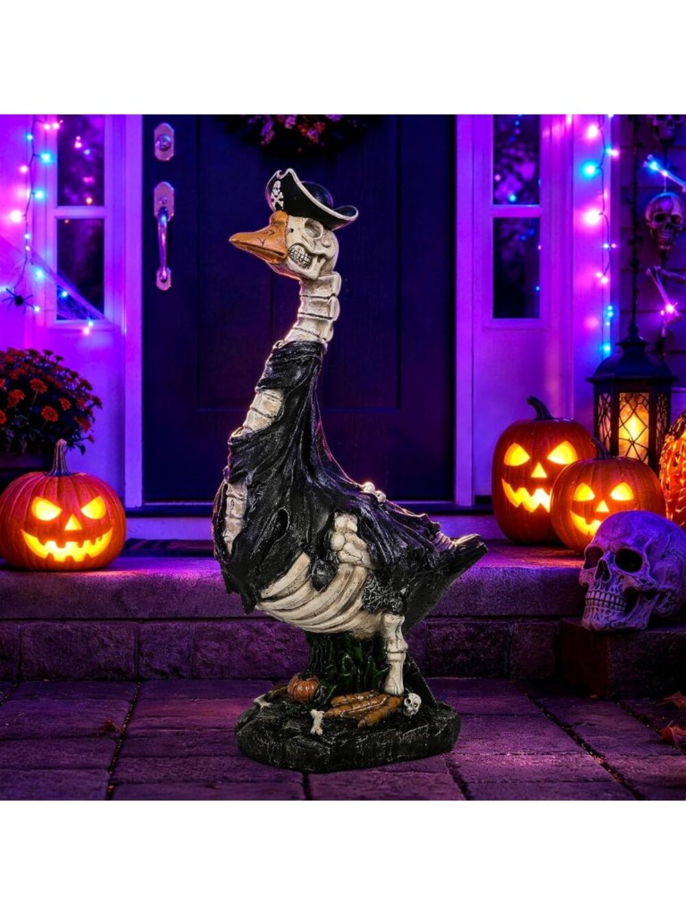 20" Halloween Skeleton Goose | Outdoor Decor for Porch, Garden & Yard, Spooky